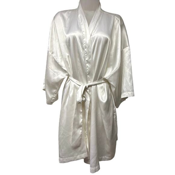 Victoria's Secret Other - Vintage Victorias Secret White One Size Robe Bridal Silky Satin Wedding Kimono
